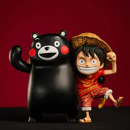 Licking Dog - Kumamon and Luffy StatueCorp