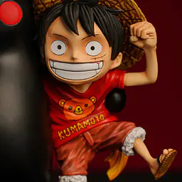 Licking Dog - Kumamon and Luffy StatueCorp