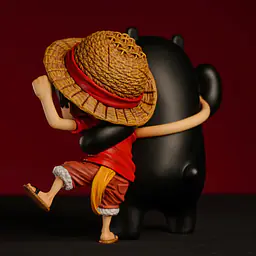 Licking Dog - Kumamon and Luffy StatueCorp