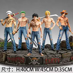 Black - Luffy, Zoro, Sanji, Ace and Trafalgar Law 5